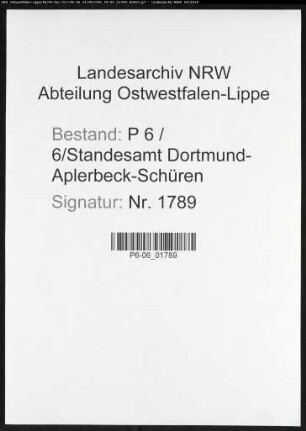 Sterberegister Standesamt Dortmund-Aplerbeck-Schüren XXV)