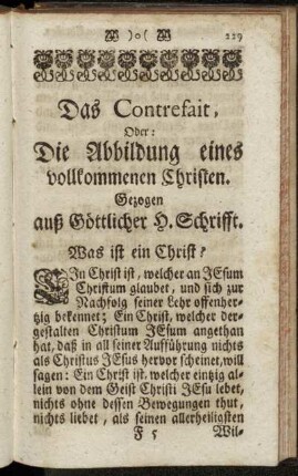 Das Contrefait, Oder: Die Abbildung eines vollkommenen Christen.