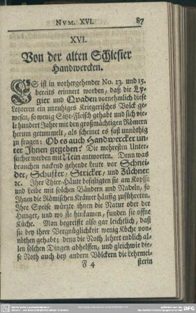 XVI. Von der alten Schlesier Handwercken