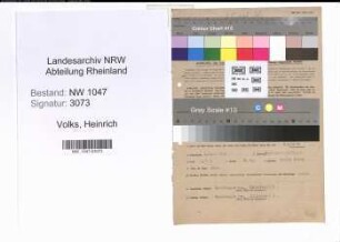 Entnazifizierung Heinrich Volks , geb. 06.07.1899 (Justizsekretaer)