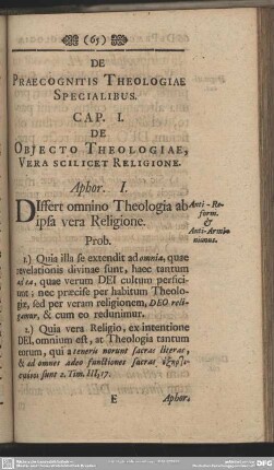 De Praecognitis Theologiae Specialibus