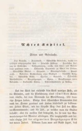 Achtes Kapitel. Sitten und Gebräuche