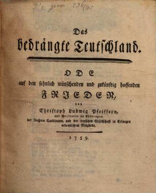Das bedrängte Teutschland