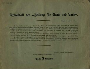 Extrablatt der "Zeitung für Stadt und Land" : 26. Februar 1888