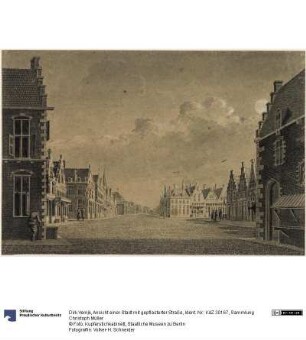 Ansicht einer Stadt mit gepflasterter Straße