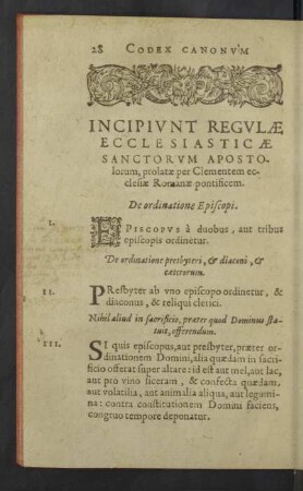 Incipiunt Tituli Canonum Apostolorum.