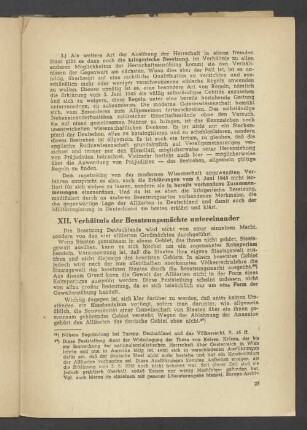 XII. Verhältnis der Besatzungsmächte untereinander