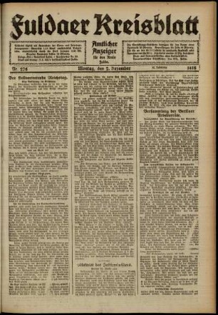 Ausgabe vom Montag, den 02. Dezember 1918.