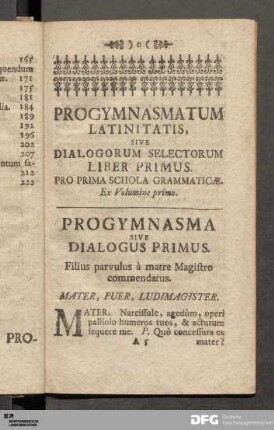 Ex volumine primo.