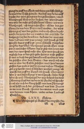 Die LXXX. History Wie Vlenspiegel zu Rostock hinweg schiede