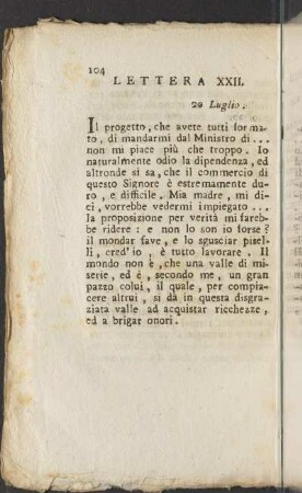 Lettera XXII. 20 Luglio