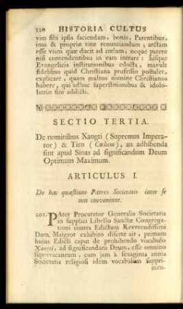 Articulus I. De hac quaestione patres societatis in se non conveniunt