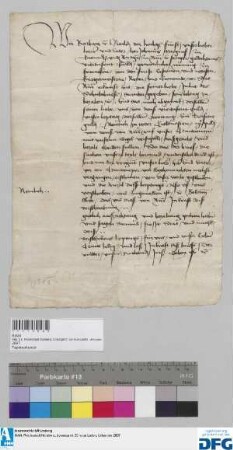 Markgräfin Barbara von Mantua stellt der Stadt Nürnberg Quittung aus über 1000 fl. von ihrem Vater dem Markgrafen Johann von Brandenburg ererbtes Leibgeding.