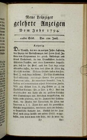 44stes Stück. Den 2ten Junii.