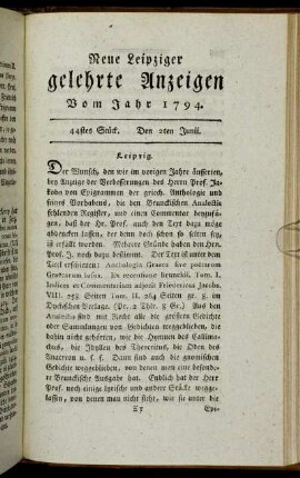 44stes Stück. Den 2ten Junii.