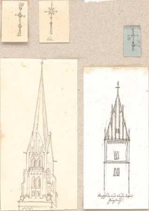 Hoffstadt, Friedrich; Kassette 1: Mappe 3, Kirchentürme (990-1001) - u. a. Köln u. Günzburg (Details, Teilansichten)