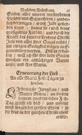 Erneuerung der Lieb An alle Maria Fest-Tägen zu sprechen.