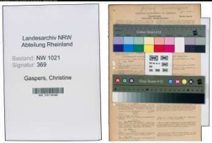 Entnazifizierung Christine Gaspers , geb. 11.04.1901 (Volksschullehrerin)
