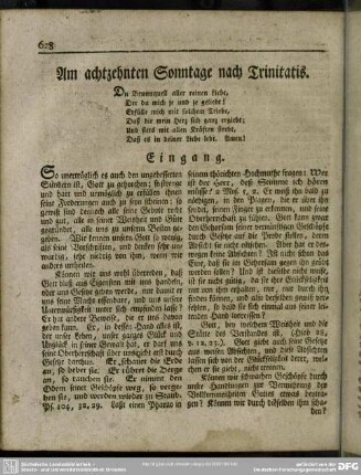 Am achtzehnten Sonntage nach Trinitatis