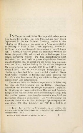 Die Temperaturverhältnisse von Marburg : nach 24jährigen Beobachtungen an der meteorologischen Station daselbst