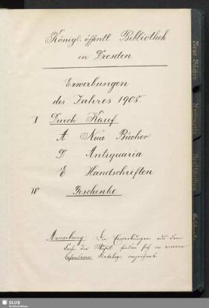 [34]: Acquisitions-Katalog 1908 - Bibl.Arch.III.J,Vol.834
