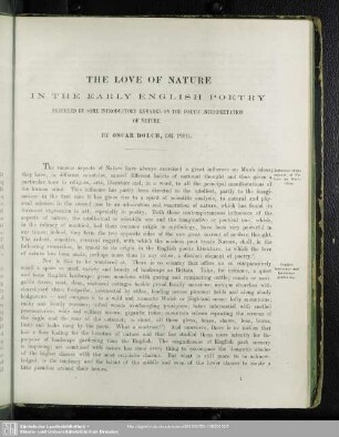 The love of nature in the early English poetry