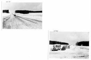 Teilweise vom Schnee geräumte Fahrbahnen