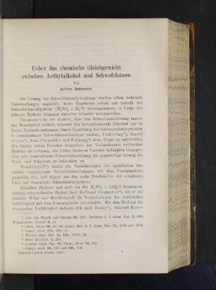 Ueber das chemische Gleichgewicht zwischen Aethylalkohol und Schwefelsäure.