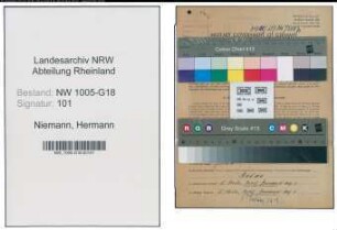 Entnazifizierung Hermann Niemann , geb. 11.05.1907 (Schuhmacher)