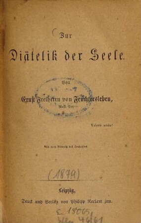 Zur Diätetik der Seele