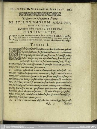 Disputatio Vigesima Nona De Syllogismorum Analysi