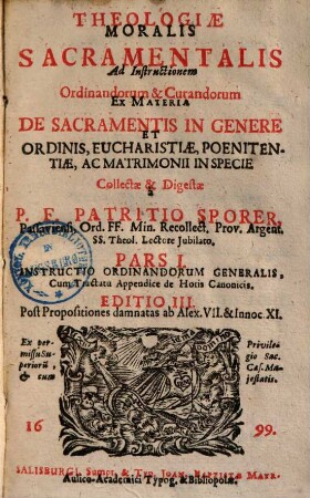 Theologia moralis sacramentalis, 1