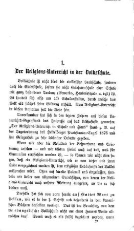 Der Religions-Unterricht in der Volksschule