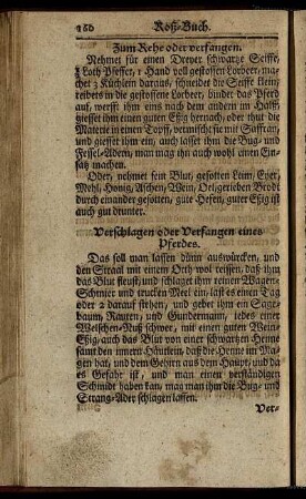 Zum Rehe oder verfangen. - Wanns gar dünne hinten durch das Pferd gehet.