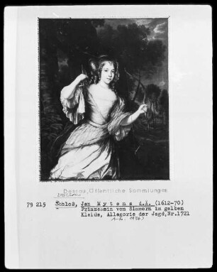 Prinzessin von Simmern im gelben Kleide, Allegorie der Jagd