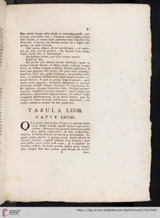 Tabula LXVIII. Caput LXVIII