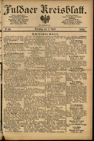 Erste Ausgabe vom Dienstag, den 02. April 1895.