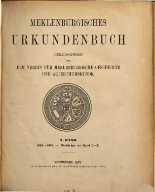 Meklenburgisches Urkundenbuch. 10, 1346 - 1350 ; Nachträge zu Band I - X