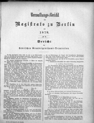 No. II. Bericht der städtischen Grundeigenthums-Deputation