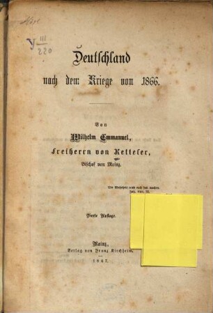 Deutschland nach dem Kriege von 1866