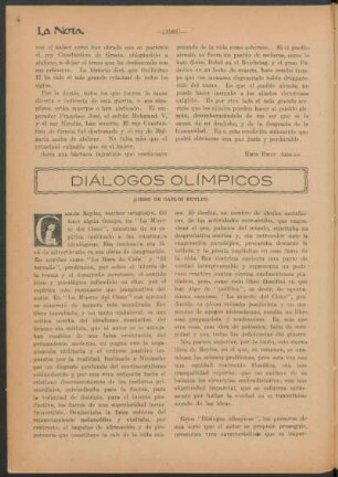 Diálogos olímpicos : (Libro de Carlos Reyles)