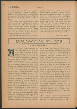 Diálogos olímpicos : (Libro de Carlos Reyles)