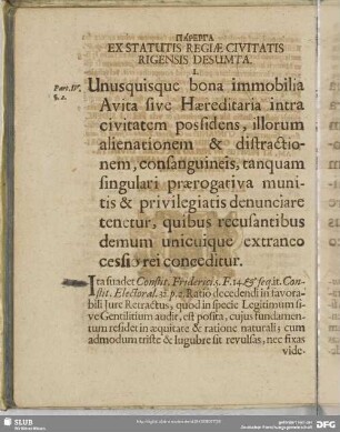 Parerga Ex Statutis Regiae Civitatis Rigensis Desumta