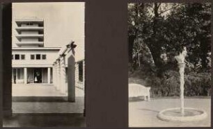 Fotoalbum: Deutsche Gartenbau- und Schlesische Gewerbe-Ausstellung (GUGALI), Liegnitz: Links: Weinrestaurant, Rosenhof. Rechts: Springbrunnen