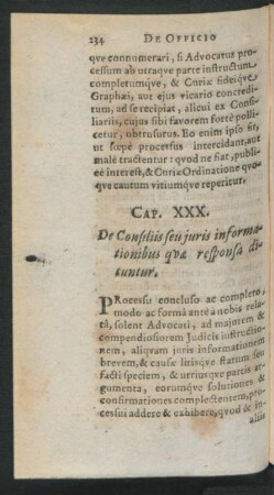 Cap. XXX. De Consiliis seu iuris informationibus quae responsa dicuntur.
