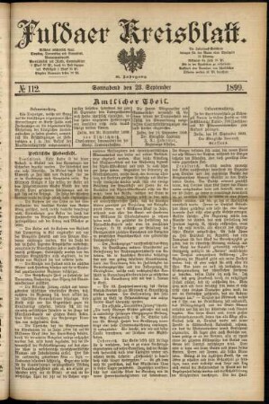 Erste Ausgabe vom Samstag, den 23. September 1899.