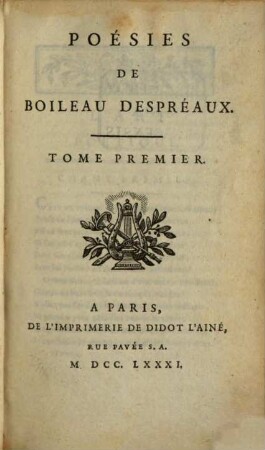 Poésies De Boileau Despréaux. 1