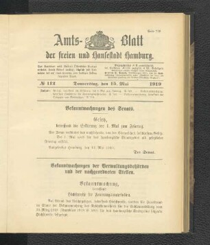 No.112, Donnerstag, den 15. Mai 1919