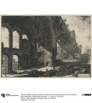 Ansicht der Überreste des Speisesaals der Domus Aurea des Nero, gewöhnlich Tempio della Pace (aus: Vedute di Roma)