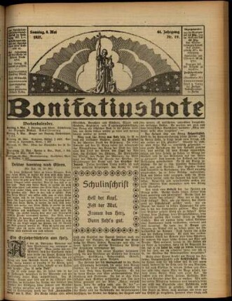 Erste Ausgabe vom Sonntag, den 08. Mai 1927.